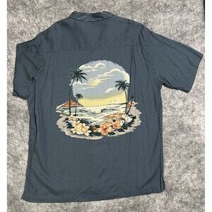 OP Ocean Pacific Camp Shirt Mens L Button Up Cotton Rayon Outdoor Vacation Beach